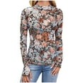 thumbnail image 1 of Towmus Womens Lace Long Sleeve Mesh Top Floral Neck Going Out Top Sheer Blouse Fashion Fall Outfits 2025, 1 of 6
