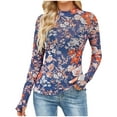 thumbnail image 1 of Towmus Womens Lace Long Sleeve Mesh Top Floral Neck Going Out Top Sheer Blouse Fashion Fall Outfits 2025, 1 of 6