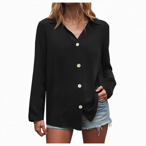 Towmus Womens Long Sleeve Button Down Shirt Ultra-Soft Stretch Wrinkle-Free Work Casual Business Office Blouse, S, Black