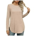 thumbnail image 1 of Towmus Womens Long Sleeve Crew Neck Shirts Side Split Basic Loose Tunic Tops for Women Casual Women's Fall Sweatshirts 2025, 1 of 6