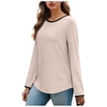 thumbnail image 1 of Towmus Womens Long Sleeve Shirts Loose Fit Crew Neck Trend Fall and Winter Clothes Going Out Basics Tees, 1 of 6