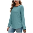 thumbnail image 1 of Towmus Womens Long Sleeve Shirts Loose Fit Crew Neck Trend Fall and Winter Clothes Going Out Basics Tees, 1 of 6