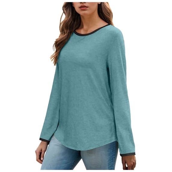 Towmus Womens Long Sleeve Shirts Loose Fit Crew Neck Trend Fall and Winter Clothes Going Out Basics Tees