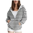 thumbnail image 1 of Towmus Womens Oversized Striped Sweatshirt Zip Up Hoodies for Women Long Sleeve Casual Hooded Neck Trendy with Pockets for Fall Winter, 1 of 5