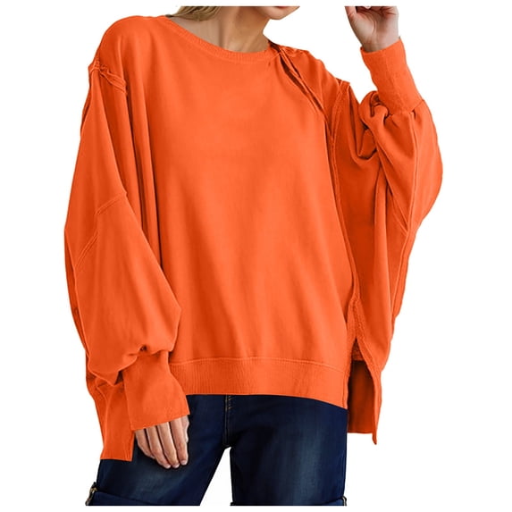 Towmus Womens Oversized Sweatshirt Crewneck Long Sleeve Shirts Pullover Sweatshirts Y2k Winter Clothes