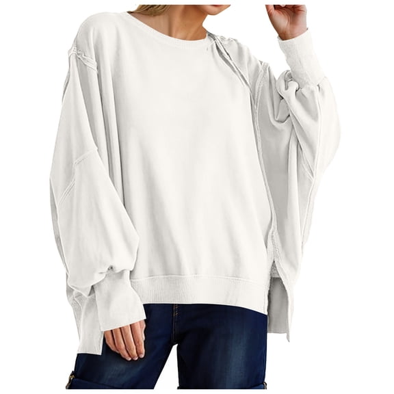 Towmus Womens Oversized Sweatshirt Crewneck Long Sleeve Shirts Pullover Sweatshirts Y2k Winter Clothes