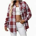 thumbnail image 1 of Towmus Womens Plus Size Flannel Shirts Plaid Shirts Long Sleeves Casual Button Down Collared Unisex Tops with Pockets, 1 of 8