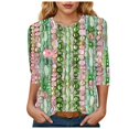 thumbnail image 1 of Towmus Womens Summer Tops 3/4 Sleeves Floral Print Dressy Blouses Crew Neck Casual Tunic Tops Summer Shirts, 1 of 4
