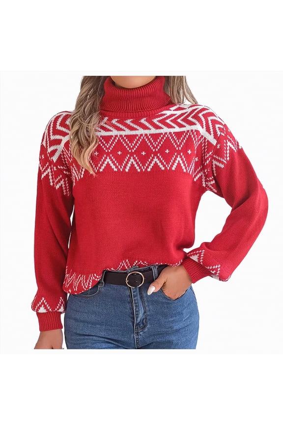 Womens Sweaters Fall Winter Sweater Casual Turtleneck Long Sleeve Fitted Knitted Jumper Top for Daily Holiday