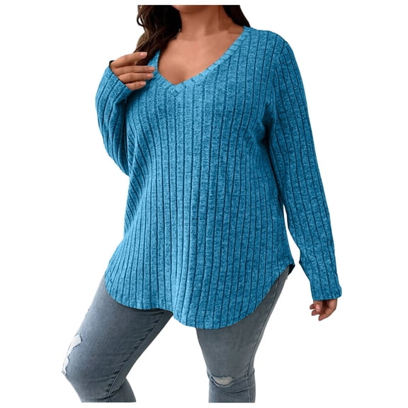 Towmus Womens Sweaters, Long Sleeve V Neck Lightweight Plus Size Pullover Tops Fall Blouse Army Green Size 5XL