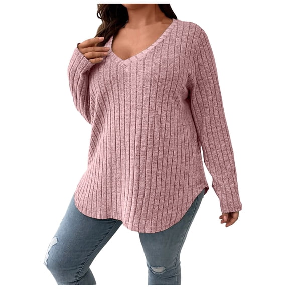 Towmus Womens Sweaters, Long Sleeve V Neck Lightweight Plus Size Pullover Tops Fall Blouse Army Green Size 5XL