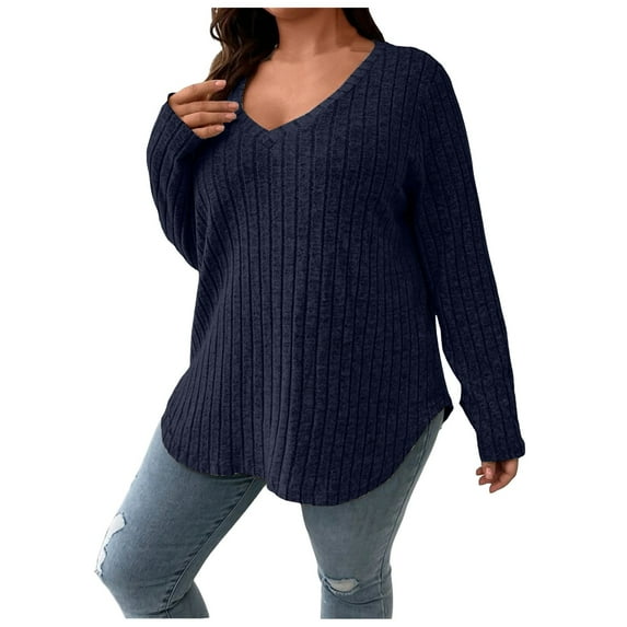 Towmus Womens Sweaters, Long Sleeve V Neck Lightweight Plus Size Pullover Tops Fall Blouse Army Green Size 5XL