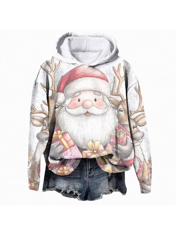 Womens Sweatshirt Graphic Hoodies Funny Gnomies Sweatshirts Women Christmas Long Sleeve Pullover Tops Coats