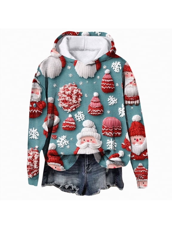 Womens Sweatshirt Graphic Hoodies Funny Gnomies Sweatshirts Women Christmas Long Sleeve Pullover Tops Coats