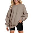 thumbnail image 1 of Towmus Womens Sweatshirts Crew Neck Long Sleeve Solid Color Casual Tshirts Loose Fit Women Blouse, 1 of 4