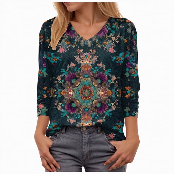 Towmus Womens Tops 3/4 Sleeve Heley Shirts for Women Summer Fashion 2025 Blouses Beach Vacation Clothes