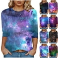 thumbnail image 1 of Towmus Womens Tops Cotton Women's Casual 3/4 Sleeve T-Shirts Round Neck Cute Tunic Tops Basic Tees Blouses Loose Fit Pullover Shirt, 1 of 5