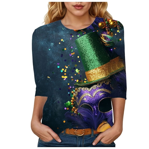 Towmus Womens Tops Long Sleeve Fall Women's Casual Print Sweatshirts Thermal Crewneck Long Sleeve T-Shirts Loose Fitting