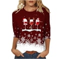 thumbnail image 1 of Towmus Womens Tops Long Sleeve Fall Women's Casual Print Sweatshirts Thermal Crewneck Long Sleeve T-Shirts Loose Fitting, 1 of 5