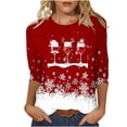 thumbnail image 1 of Towmus Womens Tops Long Sleeve Fall Women's Casual Print Sweatshirts Thermal Crewneck Long Sleeve T-Shirts Loose Fitting, 1 of 5