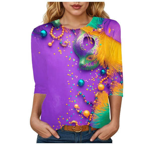 Towmus Womens Tops Long Sleeve Fall Women's Casual Print Sweatshirts Thermal Crewneck Long Sleeve T-Shirts Loose Fitting