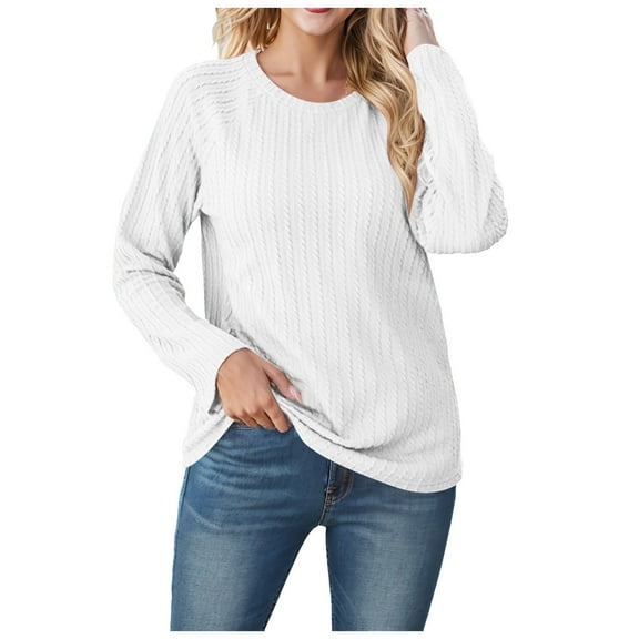 Towmus Womens Tops Long Sleeve Lightweight Shirts Fall Fashion Clothing Trendy Tops Crewneck Knit Basic Tee