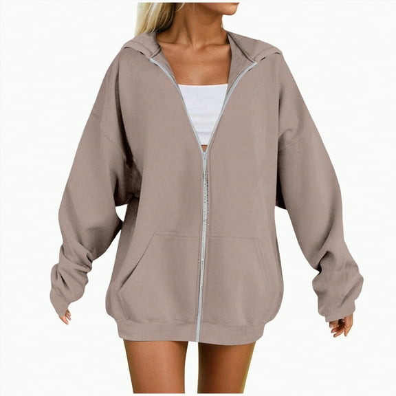 Towmus Womens Ultimate Heavyweight Full Zip Up Hoodie Jacket Loose Fit Fleece Casual Solid Color Oversized Outerwear S-5XL