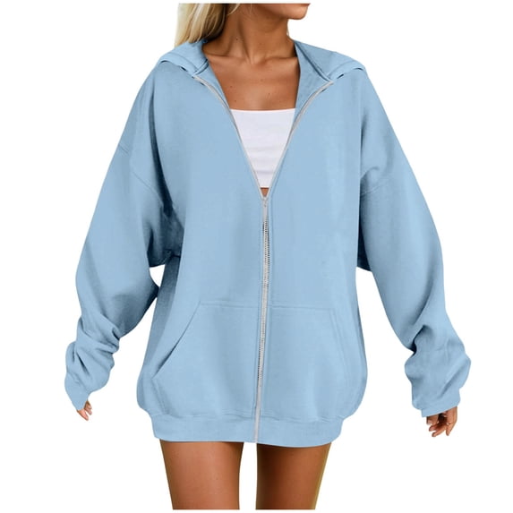 Towmus Womens Ultimate Heavyweight Full Zip Up Hoodie Jacket Loose Fit Fleece Casual Solid Color Oversized Outerwear S-5XL