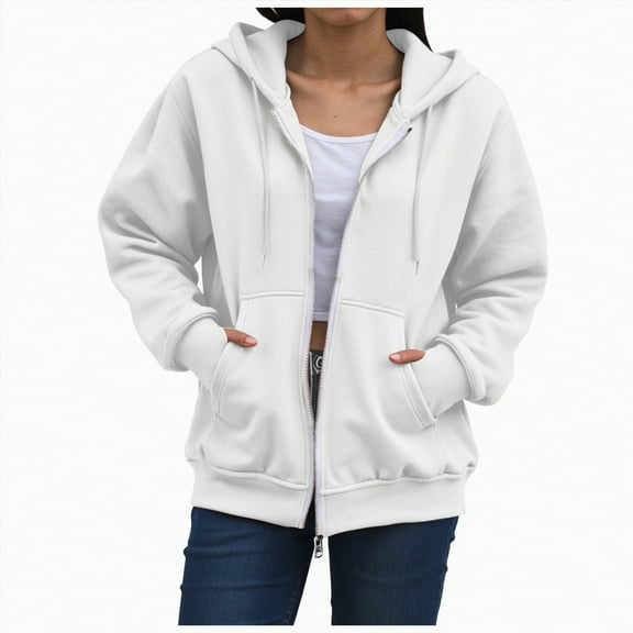 Towmus Womens Zip Up Hoodies Oversized Sweatshirts Girl Y2K Fall Clothes Casual Long Sleeve Fashion Sweatshirt Pullover