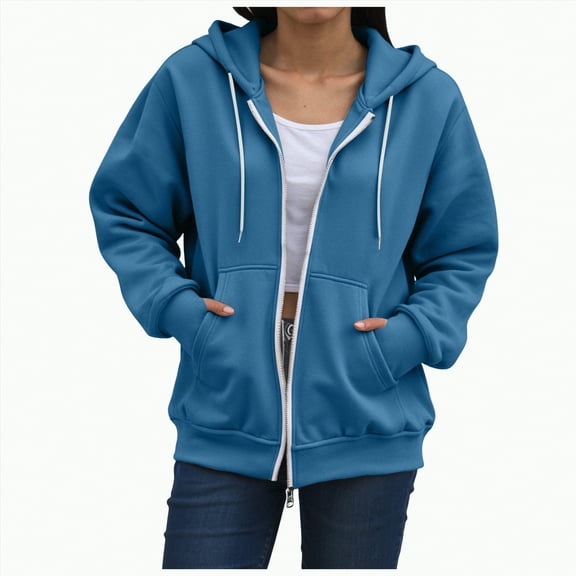 Towmus Womens Zip Up Hoodies Oversized Sweatshirts Girl Y2K Fall Clothes Casual Long Sleeve Fashion Sweatshirt Pullover