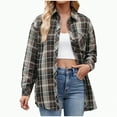 thumbnail image 1 of Towmus Womens and Girls Long Sleeve Flannel Shirt Plus Size Plaid Shirts Casual Lapel Button Down Blouse Tops, 1 of 4