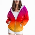 thumbnail image 1 of Towmus Zip Up Hoodie Women Trendy Gradient Printed Long Sleeve Full Zipper Plus Size Coat Fall Jacket Hooded Sweatshirt With Pockets, 1 of 6
