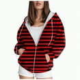 thumbnail image 1 of Towmus Zip Up Hoodies for Women Casual Hooded Striped Sweatshirt Womens Trendy Oversize with Pockets for Fall Winter, 1 of 6