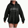 thumbnail image 1 of Towmus Zip Up Hoodies for Womens Teen Los Angeles Sweatshirt with Hood Full Zipper Hoodies Pullover Long Sleeve Tops with Pockets, 1 of 8