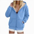 thumbnail image 1 of Towmus Zip up Hoodies for Women Oversized Solid Color Hood Sweatshirt Warm Winter Coats with Pockets S-3XL, 1 of 5