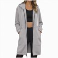 thumbnail image 1 of Towmus Zip up Hoodies for Women Plus Size Sweatshirts Long Coat Fall Winter Outwear with Pockets, 1 of 7