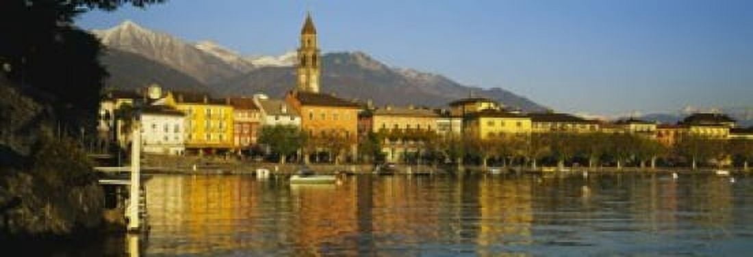 Town At The Waterfront Ascona Ticino Switzerland Canvas Art - Panoramic Images (18 x 7)