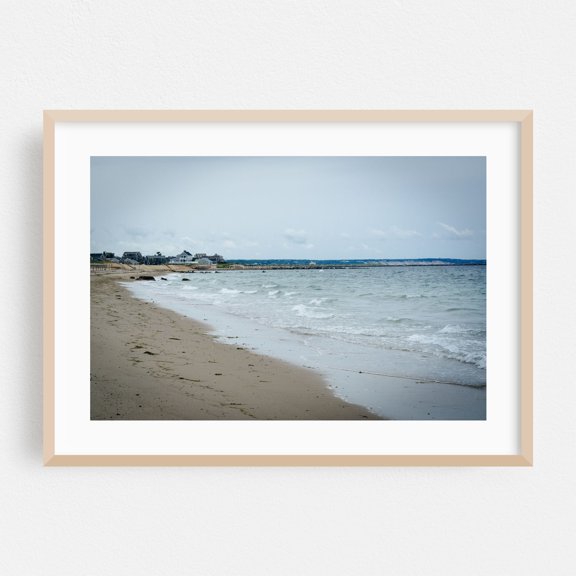 Town Beach in Sandwich, Cape Cod 01 - Sandwich New Hampshire Photography Beach Coastal Seascape Ocean Waves Beach House Landscape Oak Framed Wall Art Print 5 x 7 inches