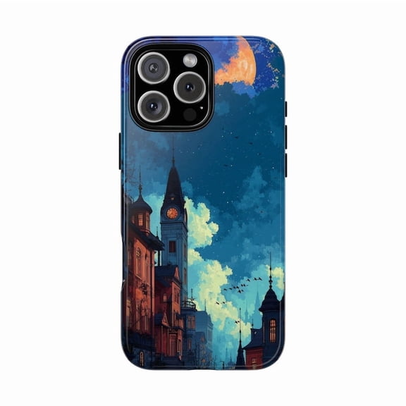 Town Cityscape iPhone Case Clock Tower Urban Skyline for iPhone 17 16 15 14 13 12 11 Pro Max