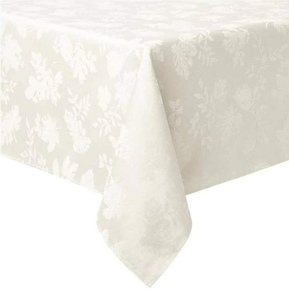 Town & Country Autumn Medley Ivory Fall Leaf Damask Tablecloth, 60x104 Oblong