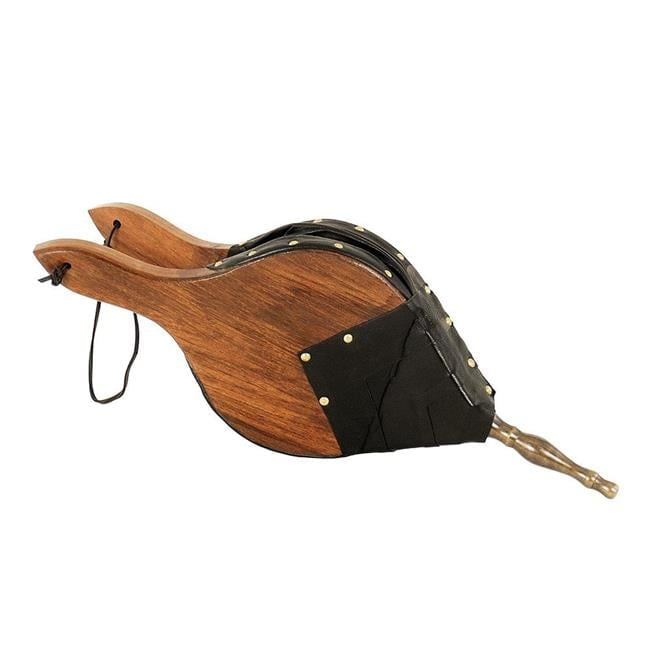 Town and Country Black Faux Leather and Brass Fireplace Bellows