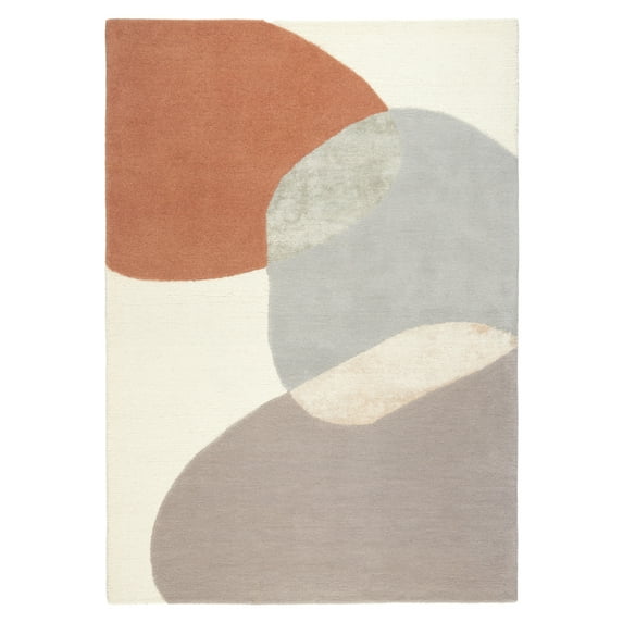 TOWN & COUNTRY LUXE Olso Abstract Colorblock Handcrafted Wool Area Rug, Beige/Rust/Cool Grey/Warm Grey, 5'x7'