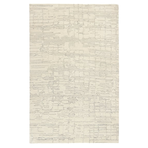 TOWN & COUNTRY LUXE Remi Abstract Line Art Handcrafted 100% Wool Area Rug, Beige/Blue, 8"x10"