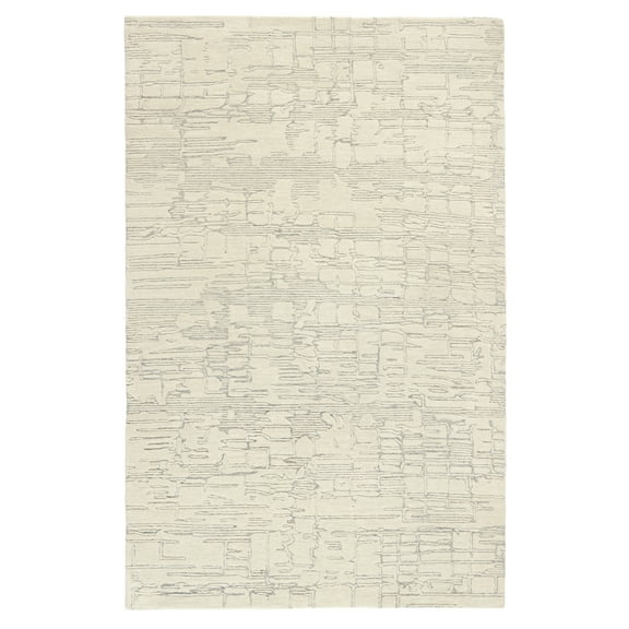 TOWN & COUNTRY LUXE Remi Abstract Line Art Handcrafted 100% Wool Area Rug, Beige/Blue, 8"x10"