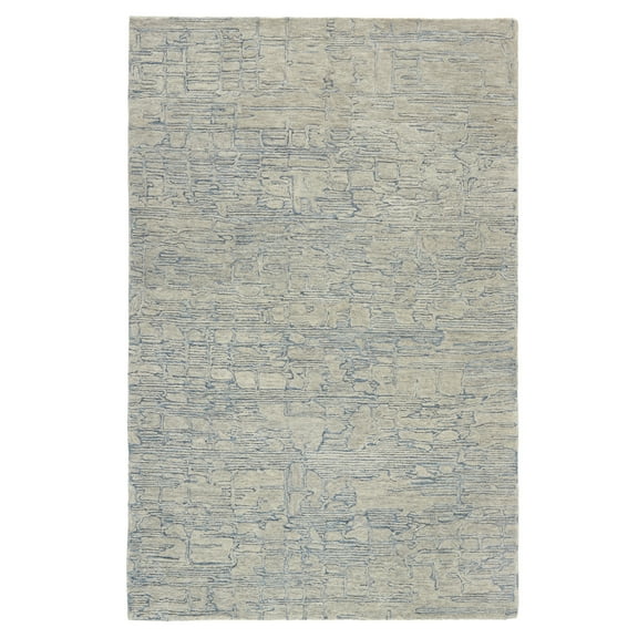 TOWN & COUNTRY LUXE Remi Abstract Line Art Handcrafted 100% Wool Area Rug, Grey/Blue, 8"x10"