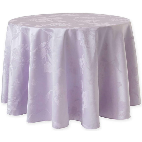 Town & Country Modern 70 Inch Round Purple Spring Flowers Cotton/Polyester Tablecloth
