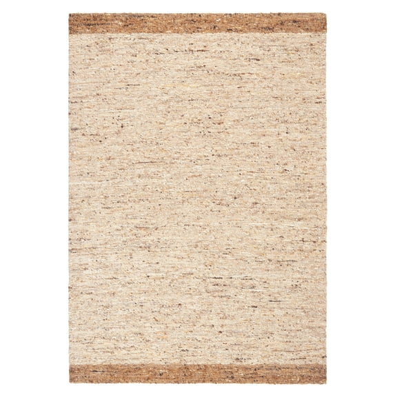 TOWN & COUNTRY TERRA Montana Textured Border Handcrafted 100% Wool Area Rug, Beige/Light Brown, 6'x9'