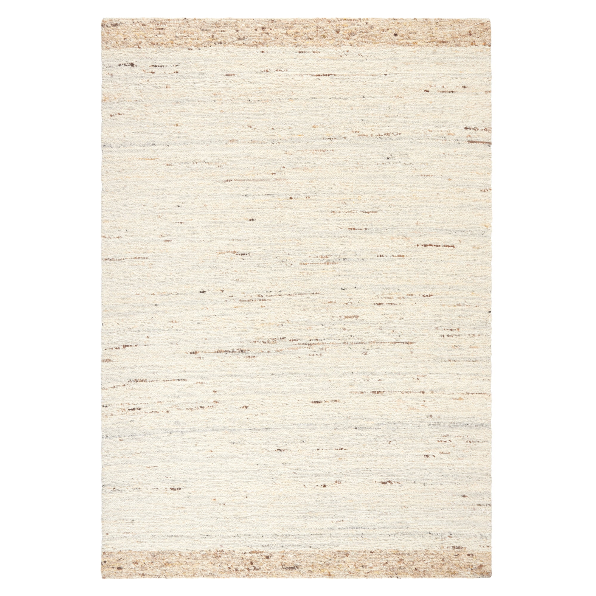 Ivory and Beige Handmade Wool 8' x 10' Area Rug