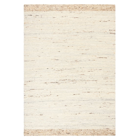 TOWN & COUNTRY TERRA Montana Textured Border Handcrafted 100% Wool Area Rug, Ivory/Beige, 3'x5'
