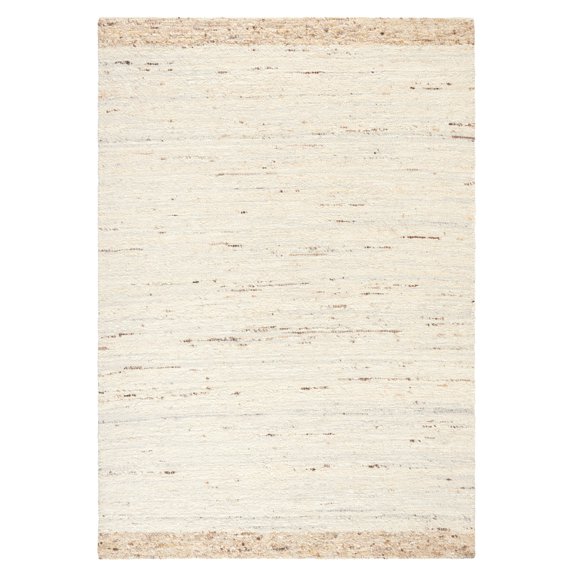 TOWN & COUNTRY TERRA Montana Textured Border Handcrafted 100% Wool Area Rug, Ivory/Beige, 6'x9'